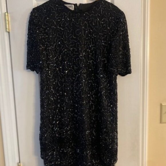 BRILLIANTE by JA Sequins Lace Formal Tiered Dress Black Sleeves Party Size Large - Picture 1 of 9